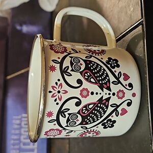 Folklore Nina Jarema Owl White Enamel Mug NWOT